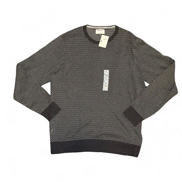Old Navy Men’s Sweater XL Black White Knit Crewneck Long Sleeve Cotton Blend NWT - Picture 1 of 4